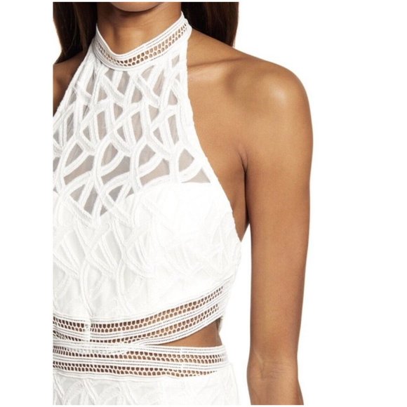 NWOT Bardot Lace Halter Sheath Midi Dress White  Size 6 Small - Picture 4 of 9